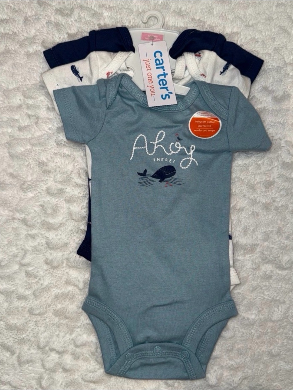Carter's Blue 'Ahoy' Whale Short-Sleeve One-Piece
